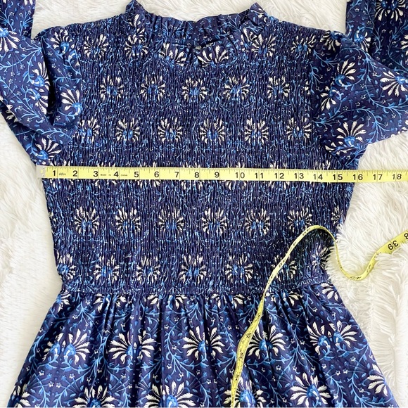 Tuckernuck Pink City Prints Isabel Dress Maxi Smocked Tiered Ruffle Indigo Blue - Picture 9 of 12